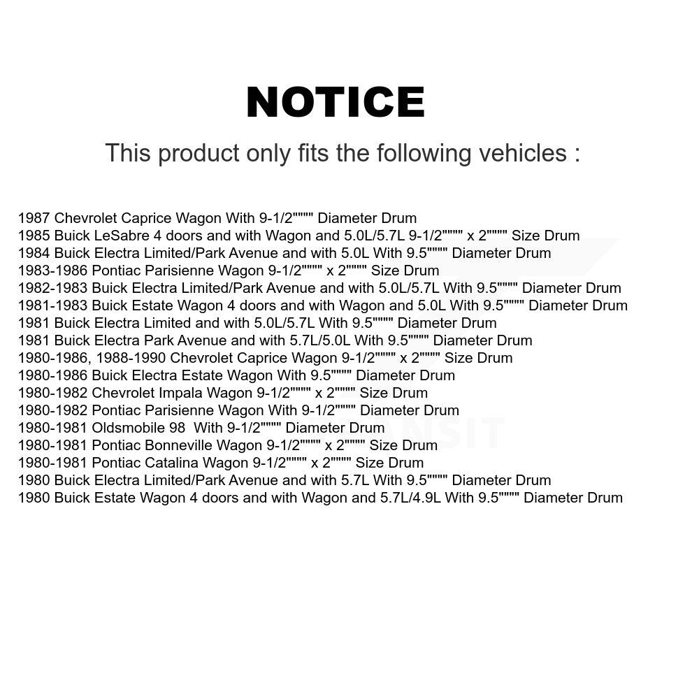 Kit de chaussures de tambour de frein arrière, pour Chevrolet Caprice Pontiac parisienne Buick Electr