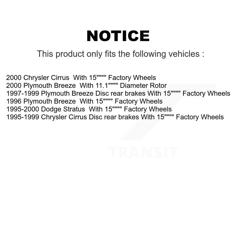 Kit de rotor de frein avant et arrière et plaquettes semi-métalliques pour Chrysler Cirrus Dodge Stratu