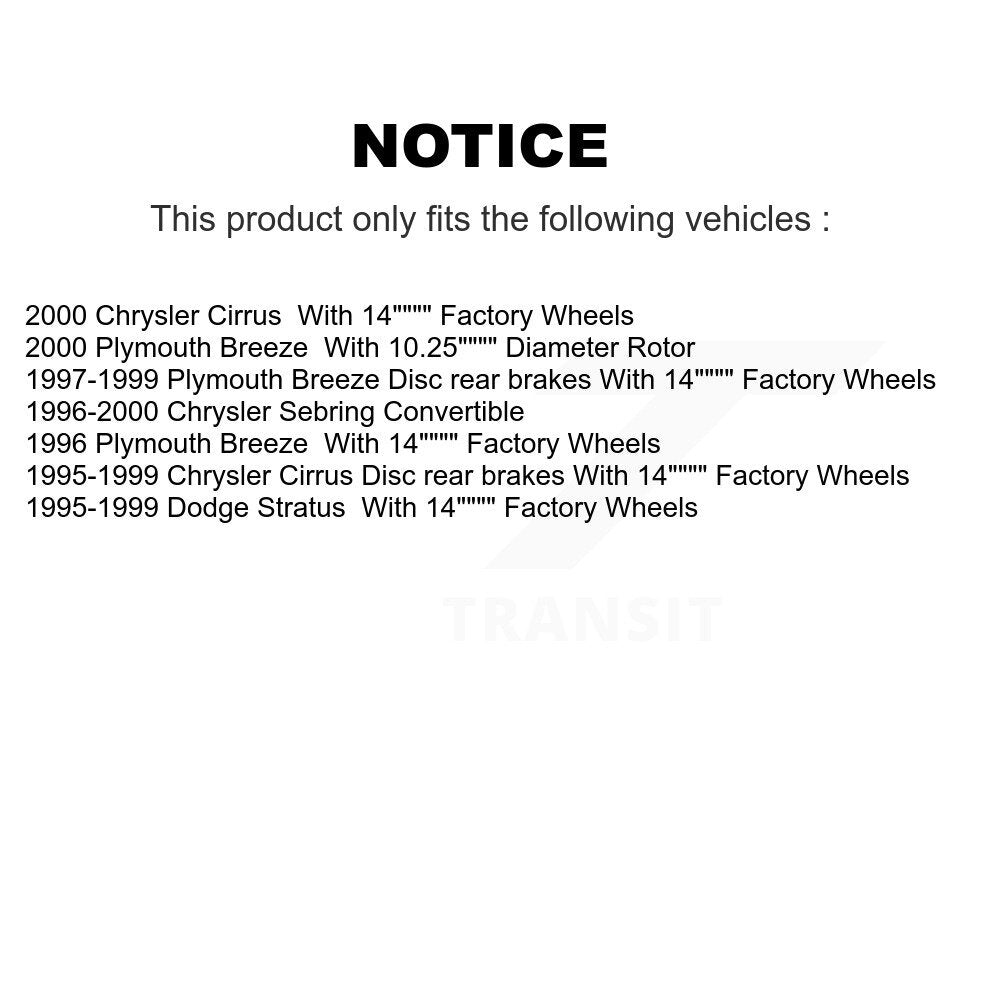 Kit de rotor de frein avant et arrière et plaquettes semi-métalliques pour Chrysler Sebring Cirrus Dodg