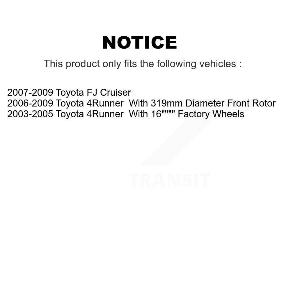 Rotors de frein à disque avant et arrière, Kit de plaquettes semi-métalliques pour Toyota 4Runner FJ Cruise