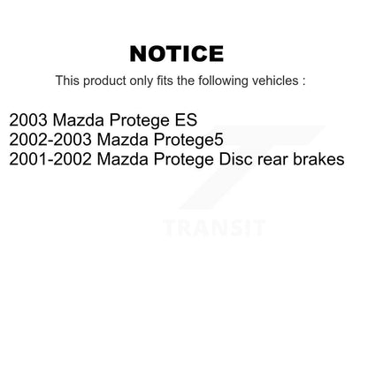 Kit de disques de frein à disque arrière et plaquettes semi-métalliques pour Mazda Protege Protege5