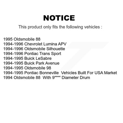 Kit de tambour à plaquettes semi-métalliques pour Rotor de frein avant et arrière (9 pièces) pour Buick LeSabre 88 AP