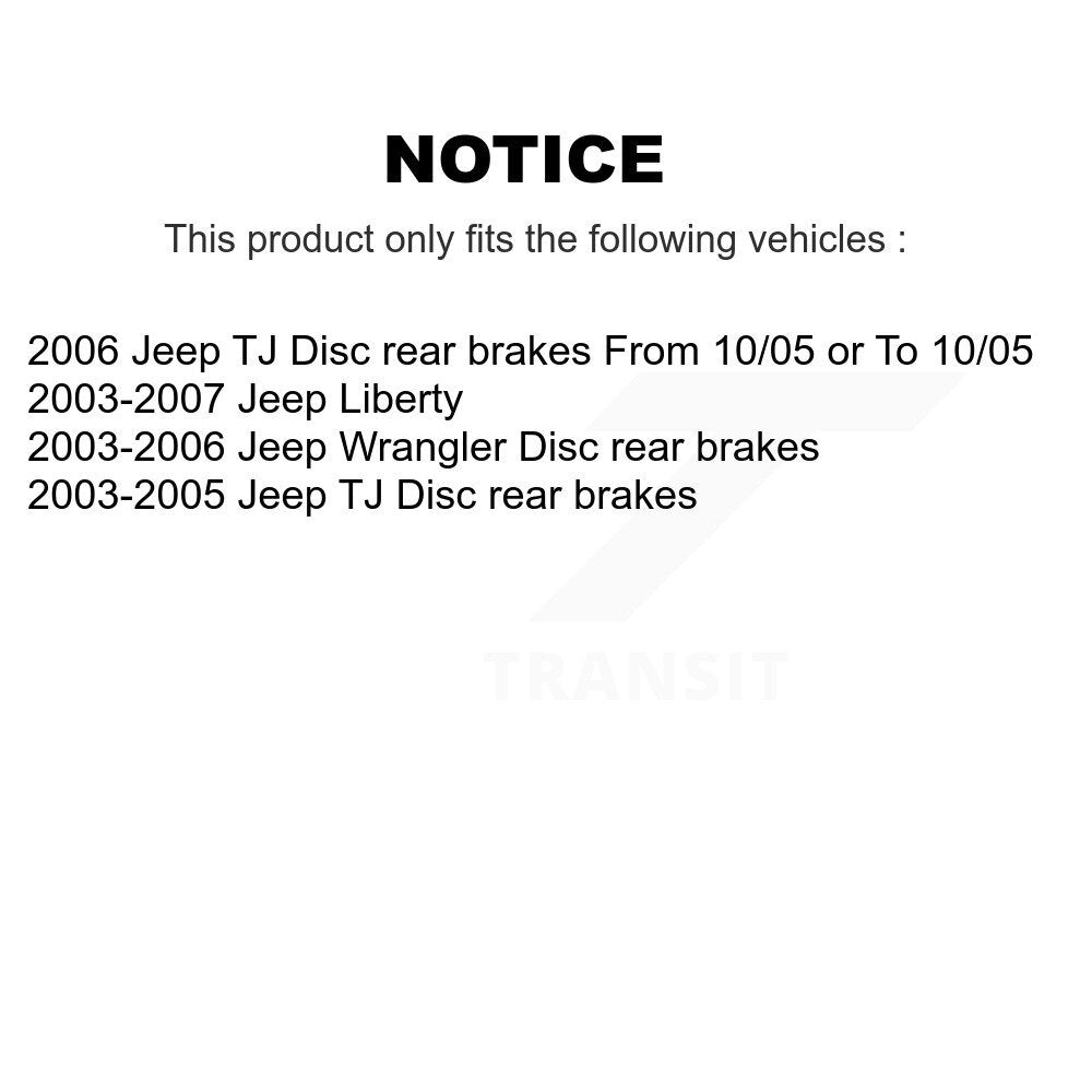 Kit de chaussures de stationnement à plaquettes semi-métalliques, Rotors à disque arrière, pour Jeep Liberty Wrangler