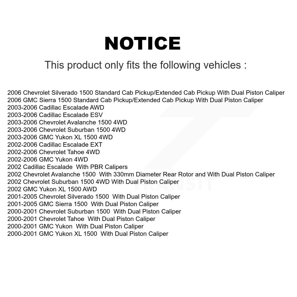 Kit de chaussures de stationnement avec disques semi-métalliques, Rotors à disque arrière, pour Chevrolet GMC 1500 XL
