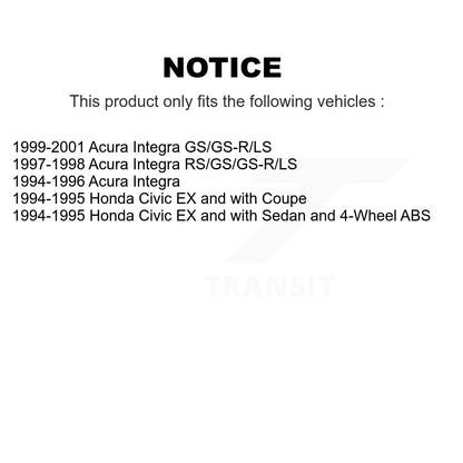 Kit de rotors de frein à disque avant et arrière et plaquettes en céramique pour Acura Integra Honda Civic