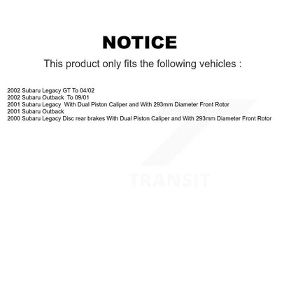 Kit de rotors de frein à disque avant et arrière et plaquettes en céramique pour Subaru Outback Legacy