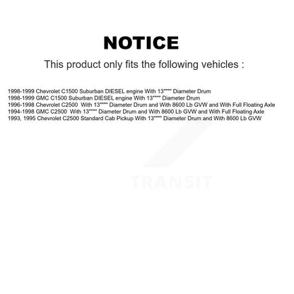Kit de tambour de plaquettes en céramique de Rotors de frein avant et arrière (7 pièces) pour C2500 Chevrolet GMC C150