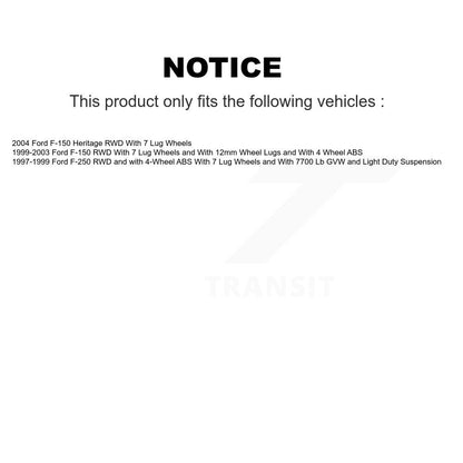Kit de plaquettes de roulement de course intérieure et extérieure de Rotor de moyeu de frein avant pour Ford F-150