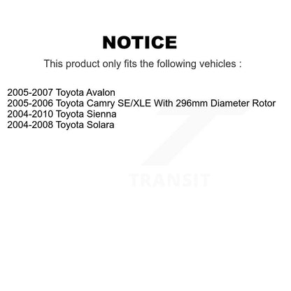 Kit de Rotor et plaquettes de frein de roulement de roue avant, pour Toyota Sienna Camry Solara Avalo