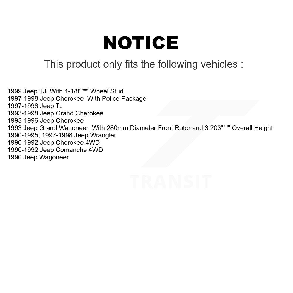 Kit de plaquettes de Rotor de frein, roulement de moyeu avant, pour Jeep Wrangler Cherokee Grand Comanch