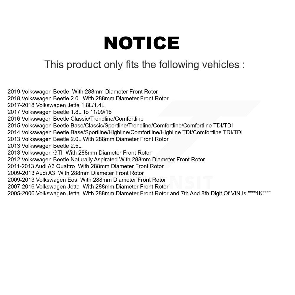 Kit de Rotor et plaquettes de frein, roulement de moyeu avant, pour Volkswagen Jetta Beetle Audi Eos A