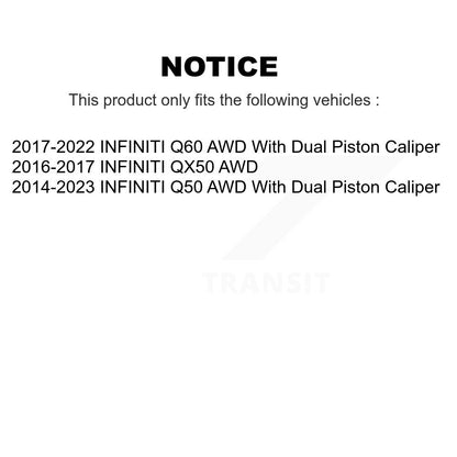 Ensemble de roulement de moyeu avant, Rotor de frein et Kit de plaquettes pour INFINITI Q50 QX50 Q60 AW