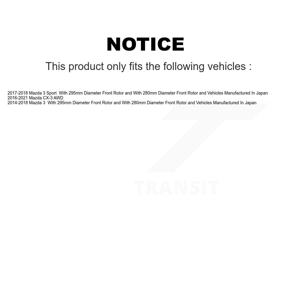 Kit de rotors et plaquettes de frein à disque d'assemblage de roulement de moyeu avant pour Mazda 3 CX-3 Spor