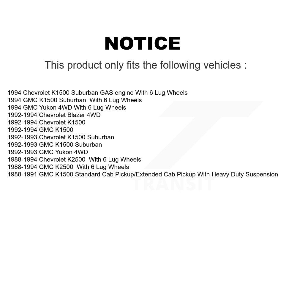 Kit de Rotor et de plaquettes de frein, roulement de moyeu avant, pour K1500 GMC Chevrolet K2500 Suburba