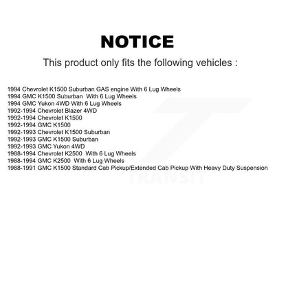 Kit de Rotor et de plaquettes de frein, roulement de moyeu avant, pour K1500 GMC Chevrolet K2500 Suburba