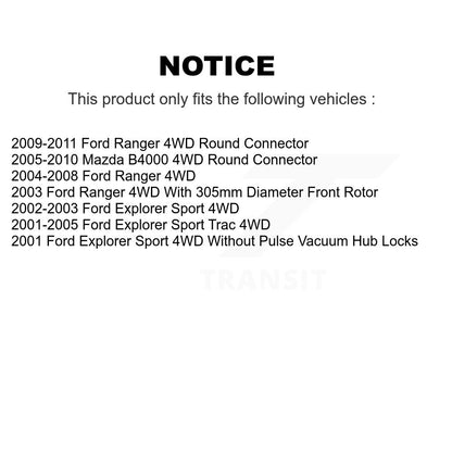 Kit de plaquettes de Rotor de frein, roulement de moyeu avant, pour Ford Ranger Explorer Sport Trac Mazd