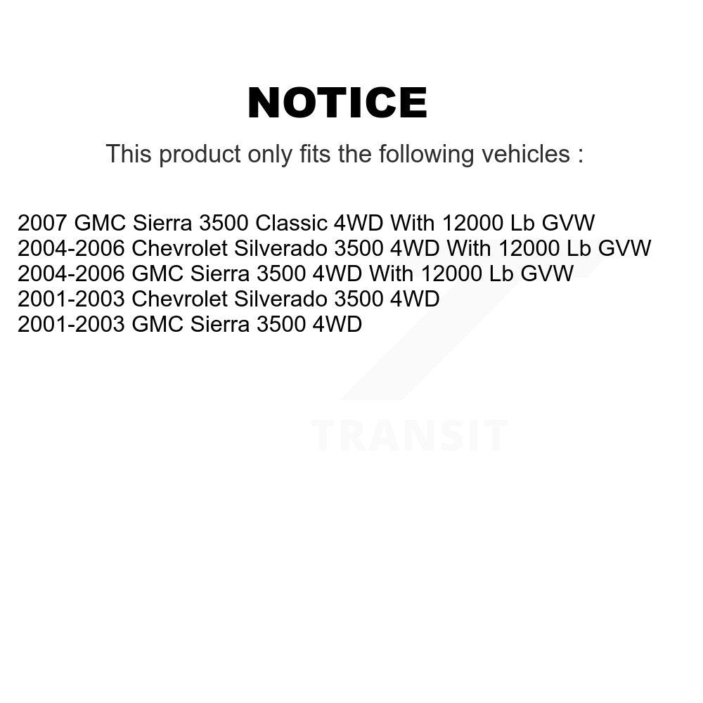 Kit de Rotor et plaquettes de frein, roulement de moyeu avant, pour GMC Sierra 3500 Chevrolet Silverad