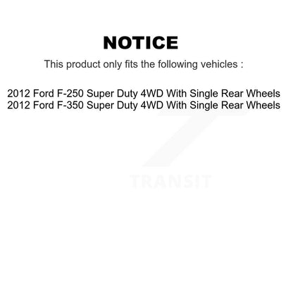 Kit de rotor et de plaquettes de frein avec roulement de moyeu avant, pour Ford F-350 Super Duty F-250 4W 2012