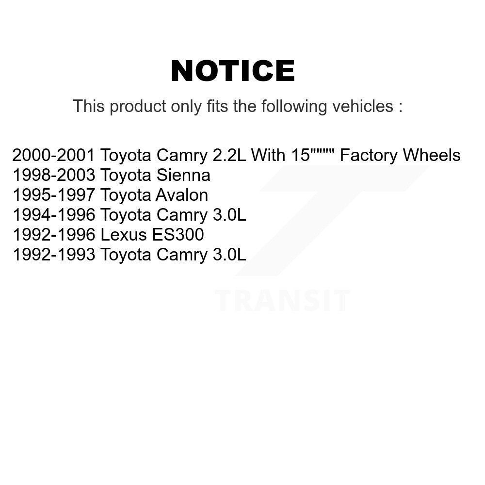 Kit de Rotor et plaquettes de frein revêtus de roulement de roue avant, pour Toyota Camry Sienna Avalo