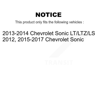 Kit de rotors et plaquettes de frein à disque enduits de roulement de roue avant pour Chevrolet Sonic