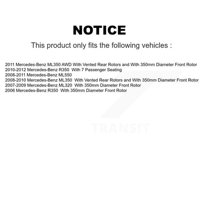 Kit de plaquettes de Rotor de frein, roulement de roue avant, pour Mercedes-Benz ML350 ML320 R35