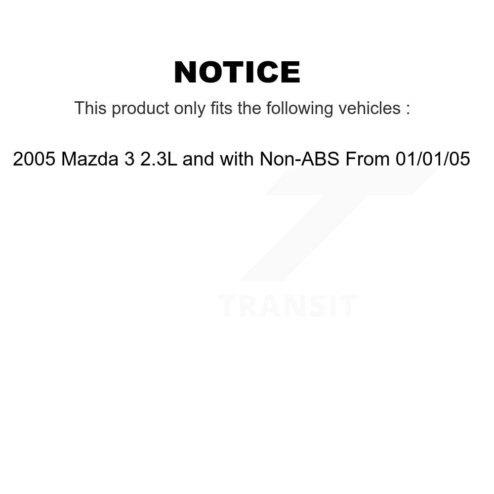 Kit de plaquettes de Rotor de frein, roulement de roue avant, pour Mazda 3 2005, 2,3 l, sans AB