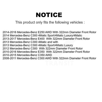 Kit de plaquettes de Rotor de frein enduites de roulement de roue avant, pour Mercedes-Benz C300 E350 C35