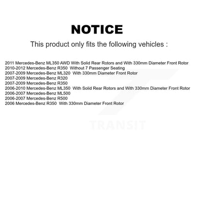 Kit de plaquettes de Rotor de frein, roulement de roue avant, pour Mercedes-Benz ML350 ML320 R35