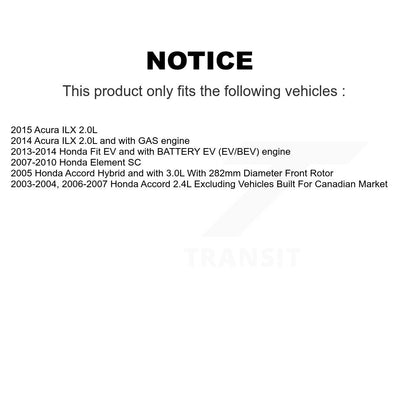 Kit de plaquettes de Rotor de frein, manteau de roulement de roue avant pour Honda Accord Fit Element Acur