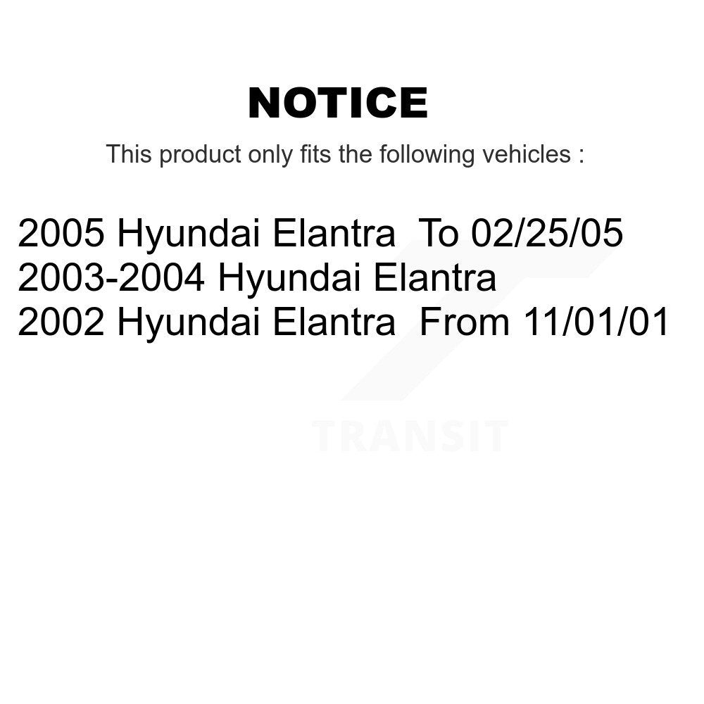 Kit de rotors et plaquettes de frein à disque enduits de roulement de roue avant pour Hyundai Elantra