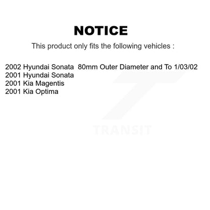 Kit de Rotor et de plaquettes de frein, roulement de roue avant, pour Hyundai Sonata Kia Optima Magenti