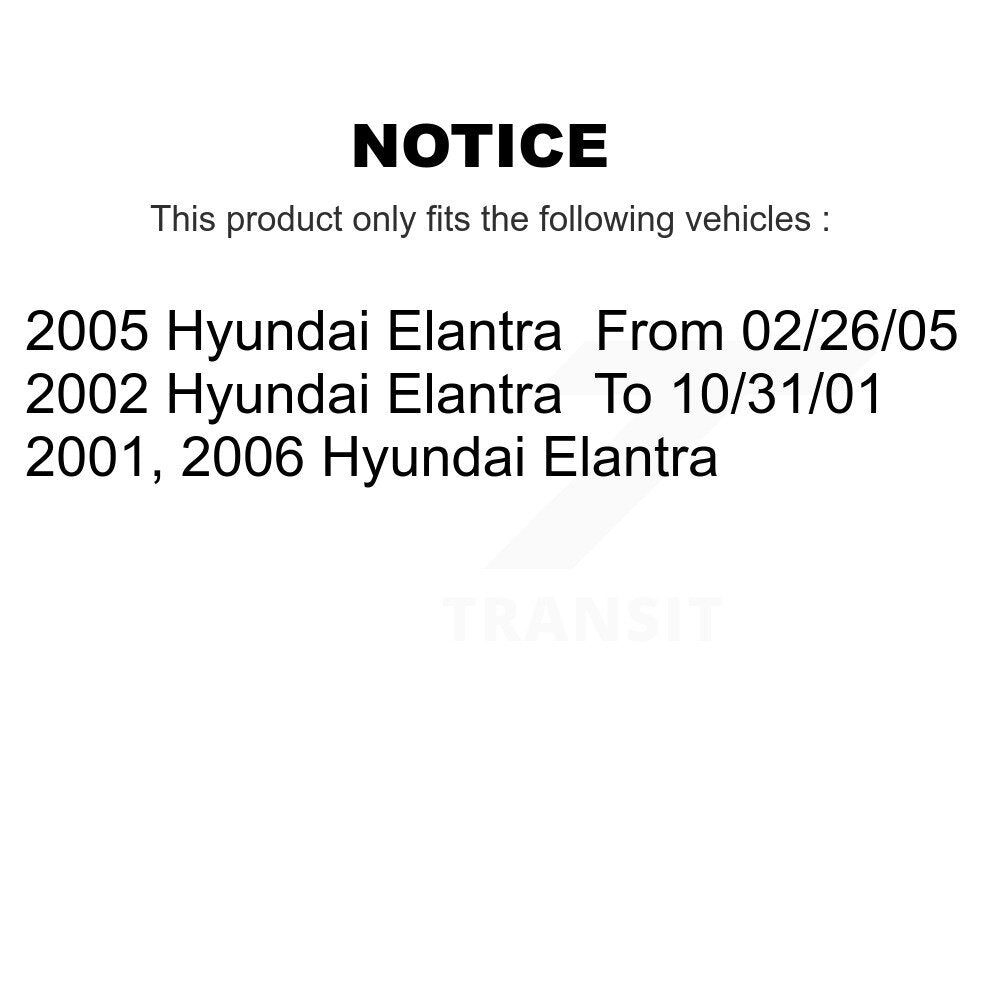 Kit de rotors et plaquettes de frein à disque, roulement de roue avant, pour Hyundai Elantra