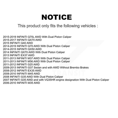 Kit de plaquettes de Rotor de frein, roulement de moyeu avant, fente de perçage, pour INFINITI G37 EX35 G35 QX5