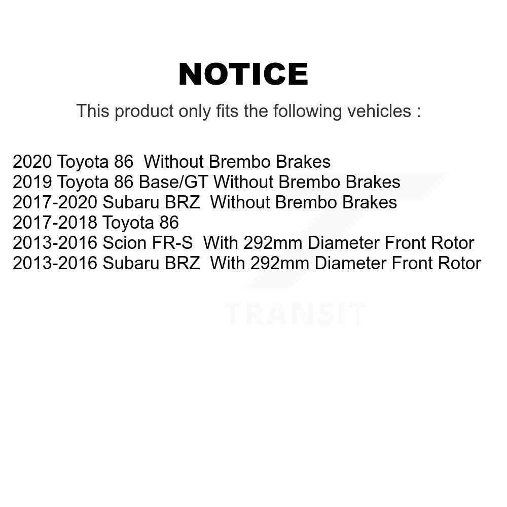 Kit de plaquettes de Rotor de frein, roulement de moyeu avant, fente percée, pour Scion FR-S Subaru BRZ 8