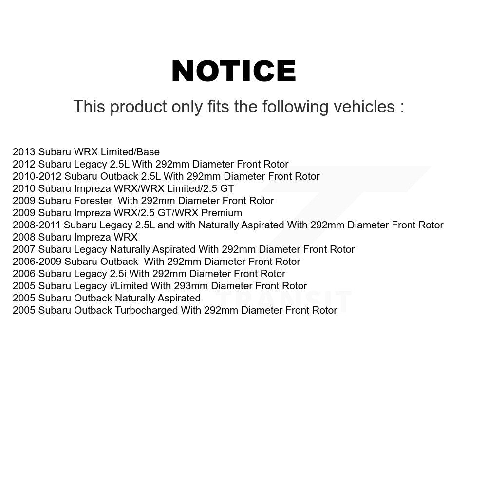 Kit de plaquettes de Rotor de frein, roulement de moyeu avant, fente de perçage, pour Subaru Outback Forester WR