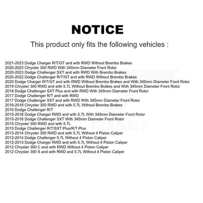 Kit de plaquettes de Rotor de frein, roulement de moyeu avant, fente de perçage, pour Dodge Chrysler 300 Charge