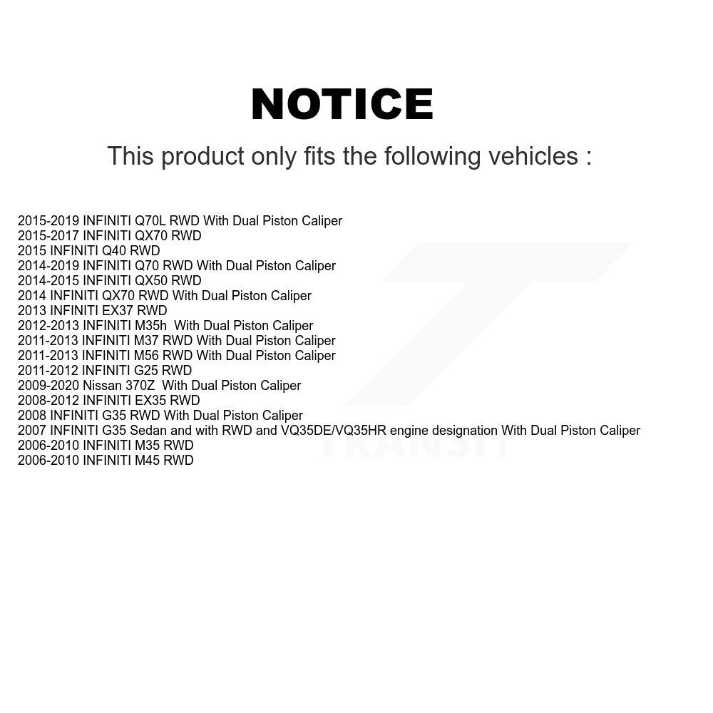 Kit de plaquettes de Rotor de frein, roulement de moyeu avant, fente percée, pour INFINITI EX35 Nissan 370