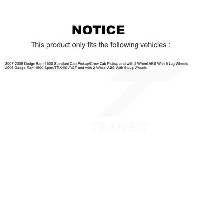 Ensemble de roulement de moyeu avant, Rotor de frein à fente percé et Kit de plaquettes pour Dodge Ram 150