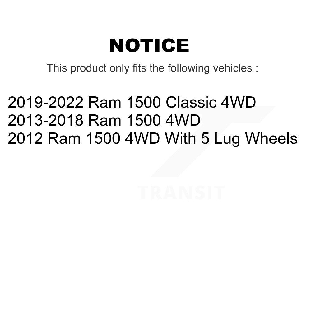 Kit de plaquettes de Rotor de frein avec roulement de moyeu avant, fente de perçage revêtue pour Ram 1500 Classic 4W