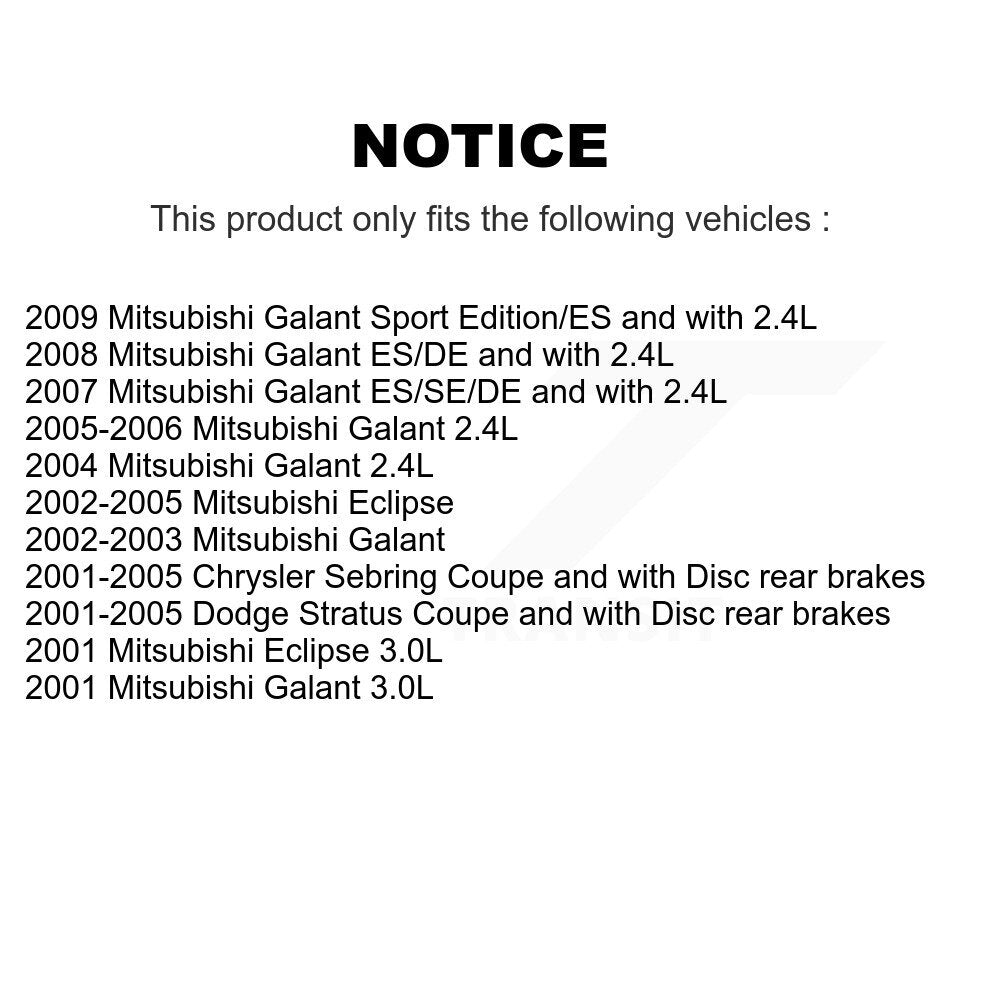 Kit de plaquettes de Rotor de frein, roulement de moyeu avant, pour Chrysler Sebring Mitsubishi Dodg