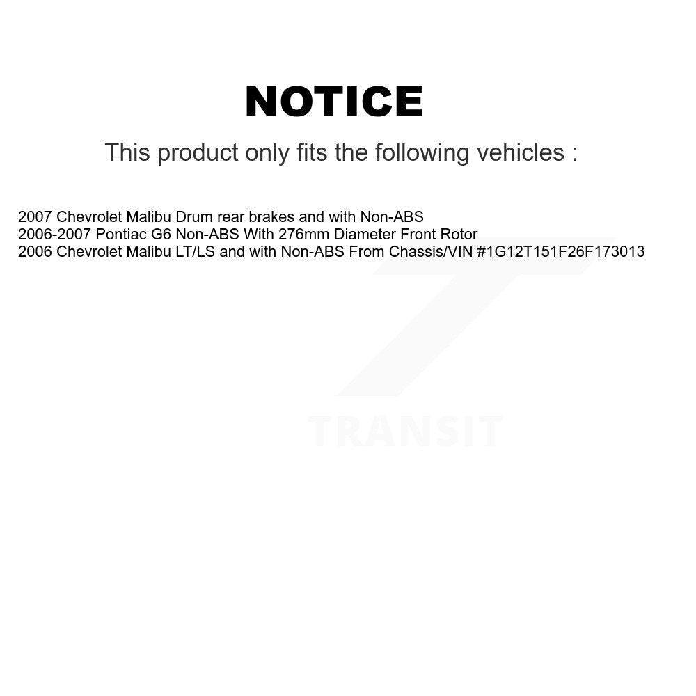 Kit de Rotor et de plaquettes de frein revêtus de roulement de moyeu avant, pour Chevrolet Malibu Pontiac G