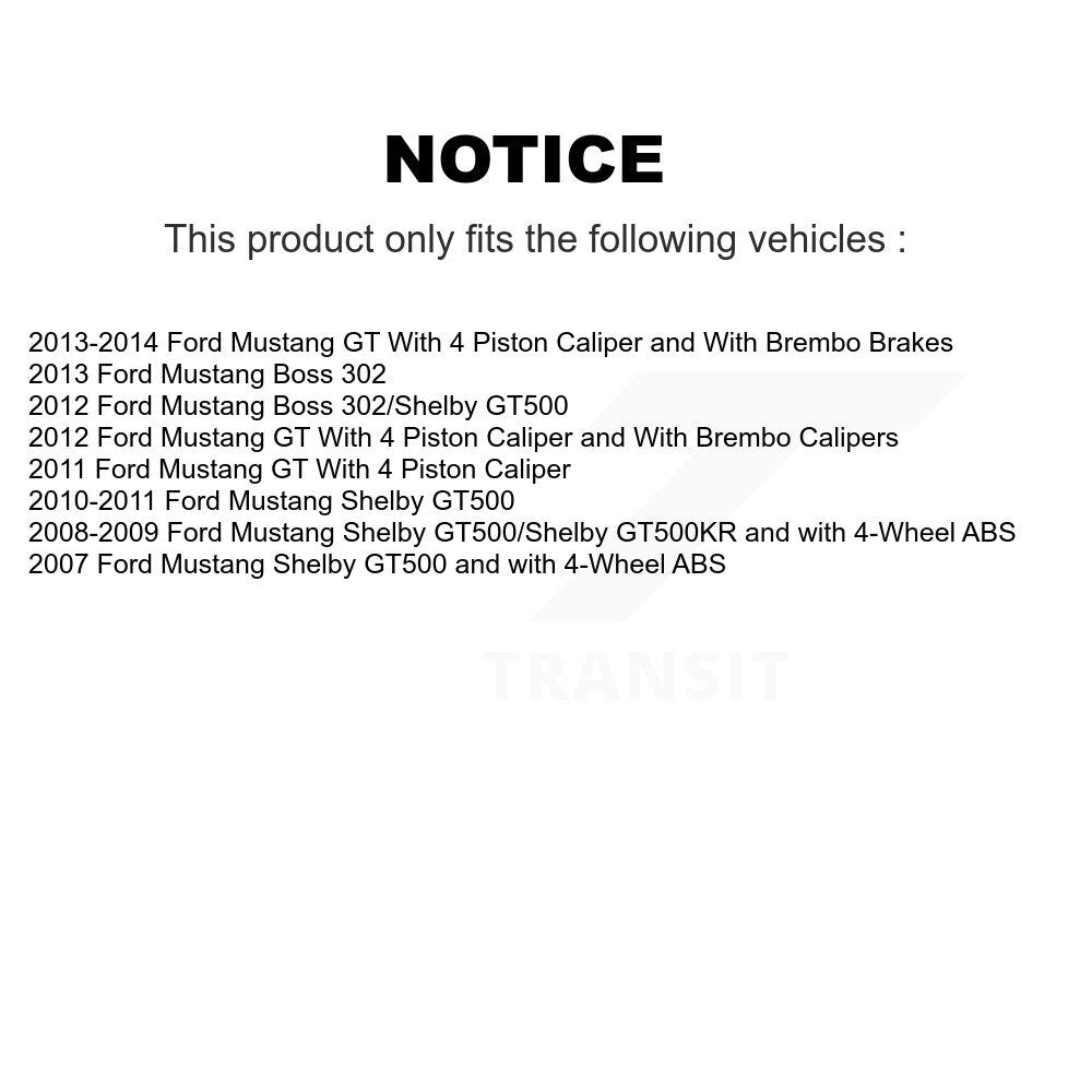 Ensemble de roulement de moyeu avant, Rotor de frein à disque revêtu et Kit de plaquettes pour Ford Mustang