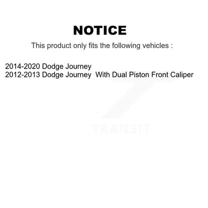 Ensemble de roulement de moyeu avant, Rotor de frein à disque revêtu et Kit de plaquettes pour Dodge Journe