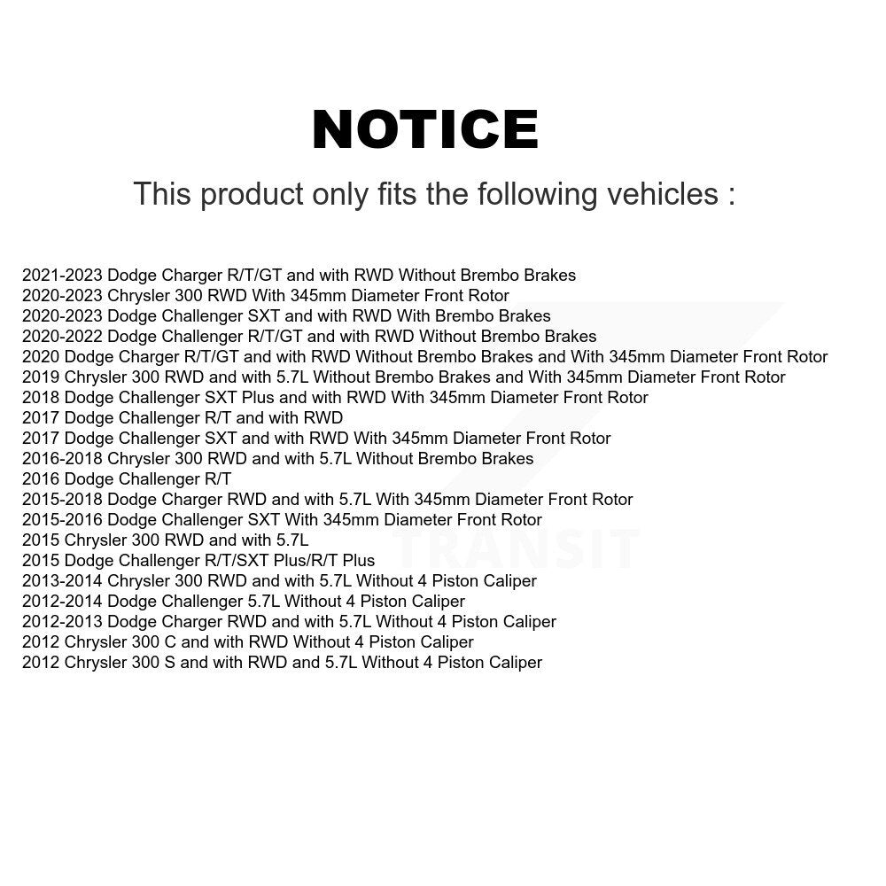 Kit de plaquettes de Rotor de frein à disque revêtu de roulement de moyeu avant, pour Dodge Chrysler 300 Charge