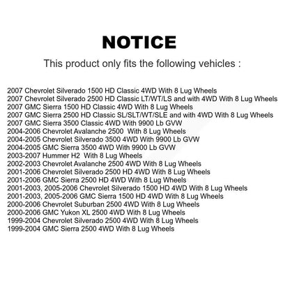Kit de plaquettes de Rotor de frein, roulement de moyeu avant, pour GMC Chevrolet Sierra 2500 HD 150