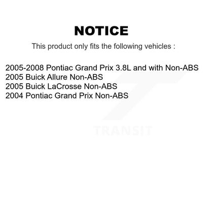 Kit de plaquettes de Rotor de frein, manteau de roulement de moyeu avant, pour Pontiac Grand Prix Buick LaCross