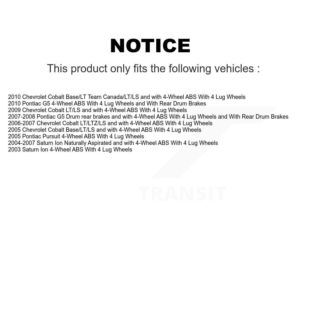 Kit de plaquettes de Rotor de frein enduites de roulement de moyeu avant, pour Chevrolet Cobalt Saturn Ion G