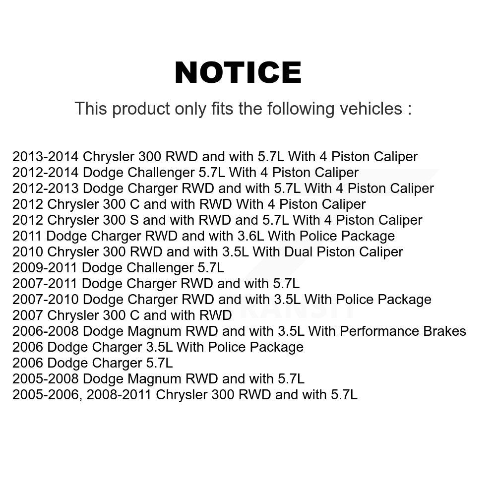 Kit de plaquettes de Rotor de frein, roulement de moyeu avant, pour Dodge Chrysler 300 Charger Magnu