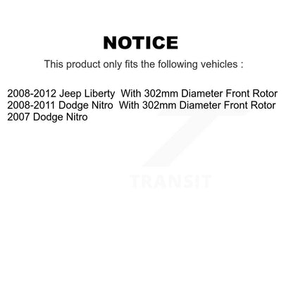 Kit de plaquettes de Rotor de frein, ensemble de roulements de moyeu avant, pour Jeep Liberty Dodge Nitr