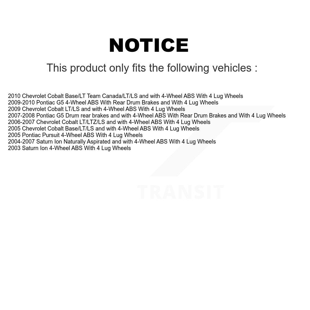 Kit de plaquettes de Rotor de frein enduit de roulement de moyeu avant, pour Chevrolet Cobalt Pontiac G5 Io
